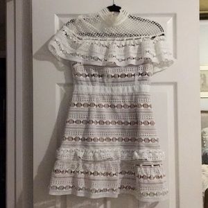 Self portrait yoke frill mini dress